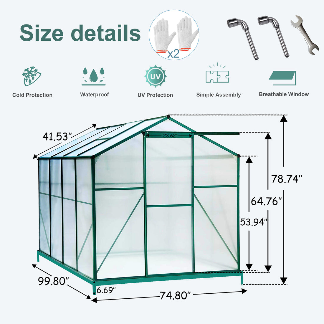 Polycarbonate Greenhouse,6'X 8' Heavy Duty Walk In Plant Garden Greenhouse For Backyard Outdoor Green Aluminum