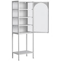 Metal Glass Door Display Storage Cabinet 5 Tier Cube Bookshelf Storage Cabinet With 3 Adjustable Shelves For Kitchen, Dining Room, Living Room, Bathroom, Home Office,White Accent Chests 1 2 Shelves Antique Antique White Primary Living Space Glass Doors