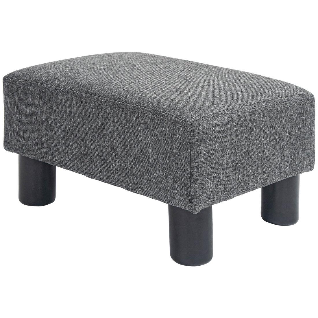 Homcom Ottoman Foot Rest, Small Foot Stool With Linen Fabric Upholstery And Plastic Legs, Cube Ottoman For Living Room, Charcoal Gray Gray Linen