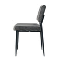 Modern Grey Simple Velvet Dining Chair Fabric Upholstered Chair Family Bedroom Stool Back Dressing, White Round Table Set, Chair Black Metal Legs Set Of 3 White Mdf