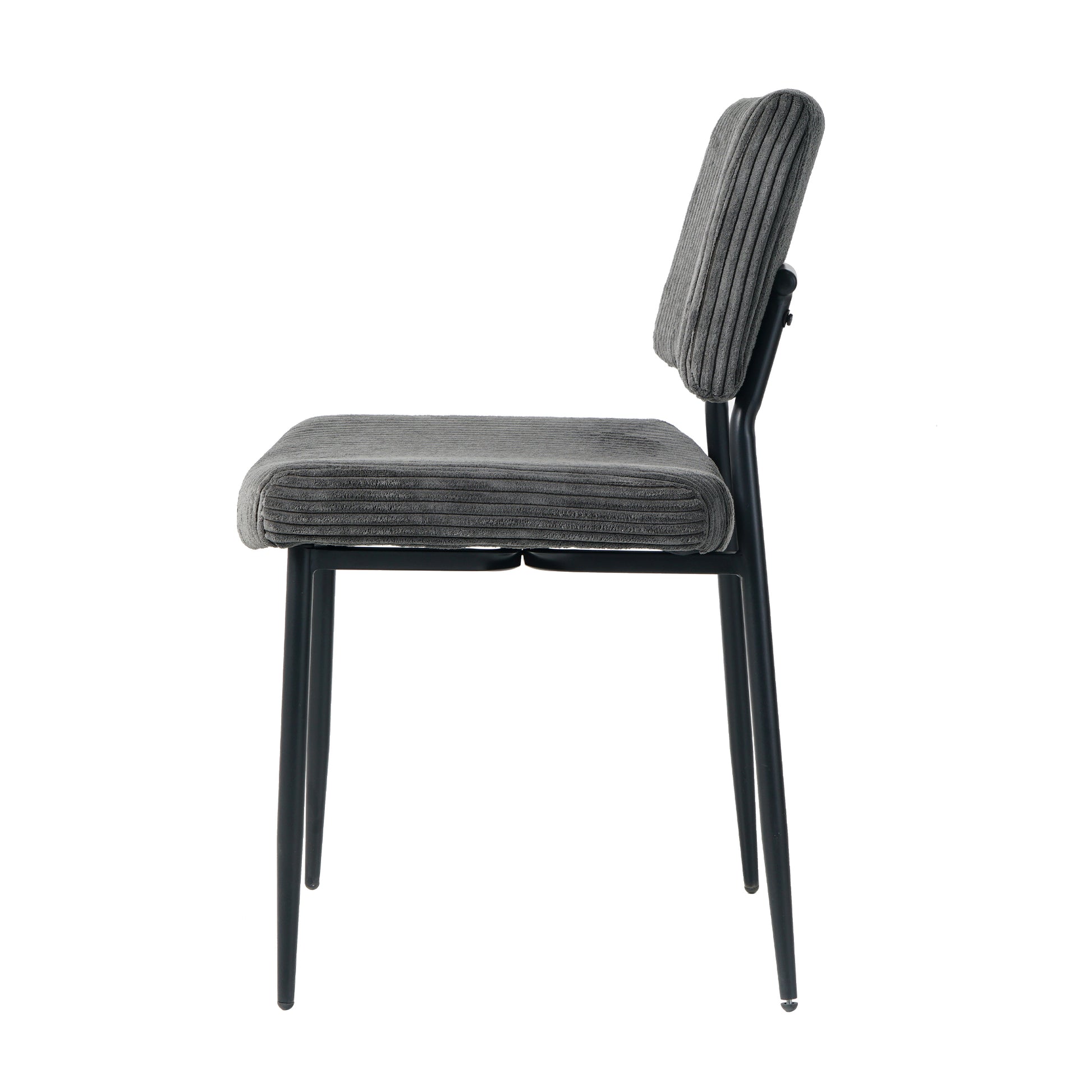 Modern Grey Simple Velvet Dining Chair Fabric Upholstered Chair Family Bedroom Stool Back Dressing, White Round Table Set, Chair Black Metal Legs Set Of 5 White Mdf