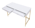 White High Gloss And Gold 2 Drawer Writing Desk White Gold White Drawer 2 Drawers Bedroom Modern White Wood Metal