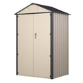 6X4X3 Ft Outdoor Storage Shed, Steel Metal Lockable Garden Shed, Tiny House, Utility Shed, Lean To Shed & Outdoor Storage, Waterproof Backyard Shed With Door For Bike, Tools, Lawnmower Antique Yellow Gray Garden & Outdoor American Design Metal