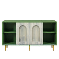 Dresser Drawer Cabinet,Bar Cabinet,Lockers,Sideboard,Buffet Sideboard,Buffet Service Desk,Storagecabinet,Changhong Glass Sliding Door, For Bedroom, Living Room, Kitchen Corridor, Color: Antique Green 5 Or More Spaces Barn Door Green Primary Living Space