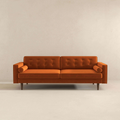 Casey Mid Century Modern Burnt Orange Velvet Sofa Burnt Orange Velvet Wood Primary Living Space Mid Century Modern Foam Velvet 3 Seat