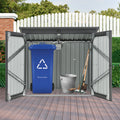 Garbage Bin Shed Stores 2 Trash Cans Metal Outdoor Bin Shed For Garbage Storage,Stainless Galvanized Steel, Bin Shed For Garden Yard Lawn, Black Black Metal