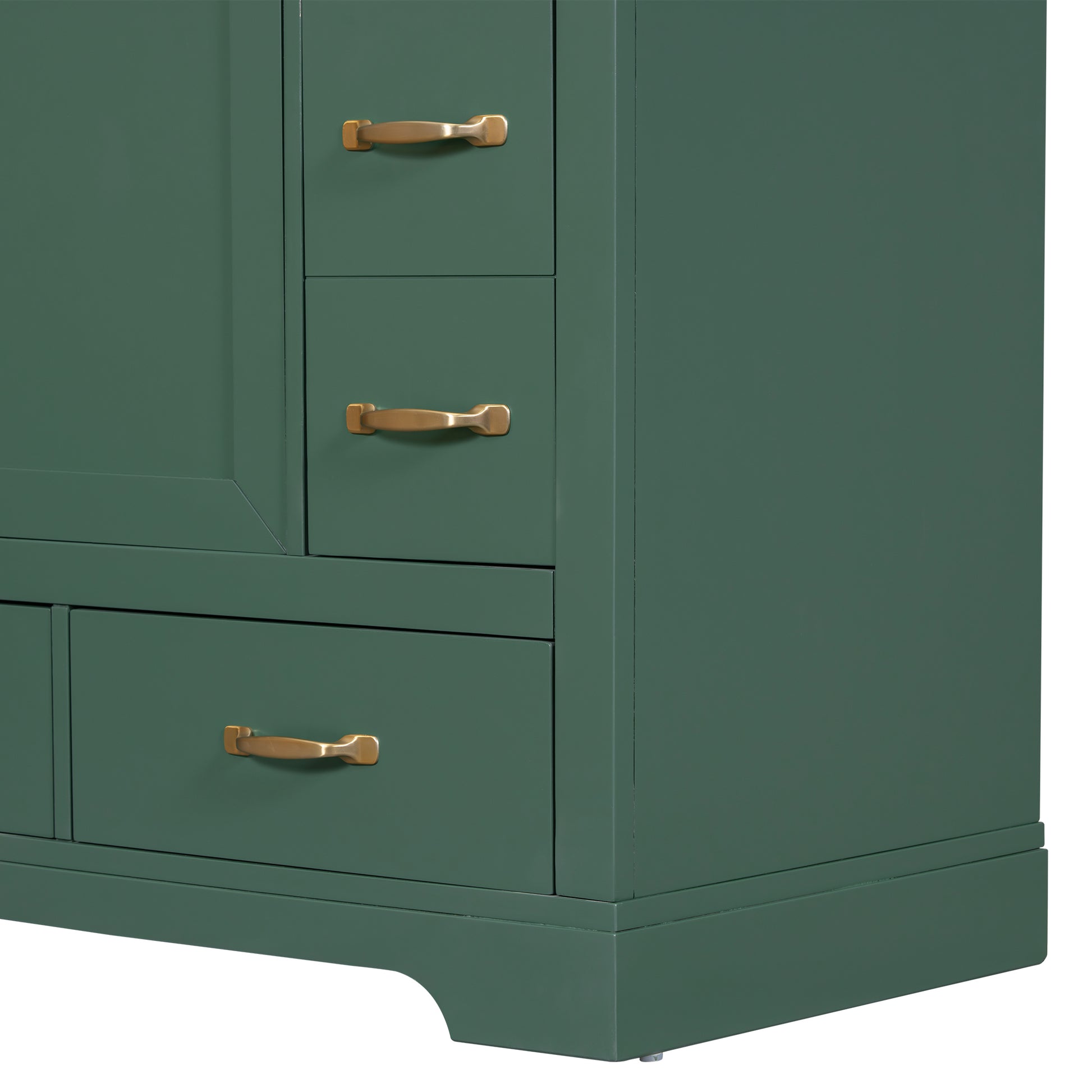 36" Bathroom Vanity With Sink Combo, Six Drawers, Multi Functional Drawer Divider, Adjustable Shelf, Green Green Solid Wood Mdf