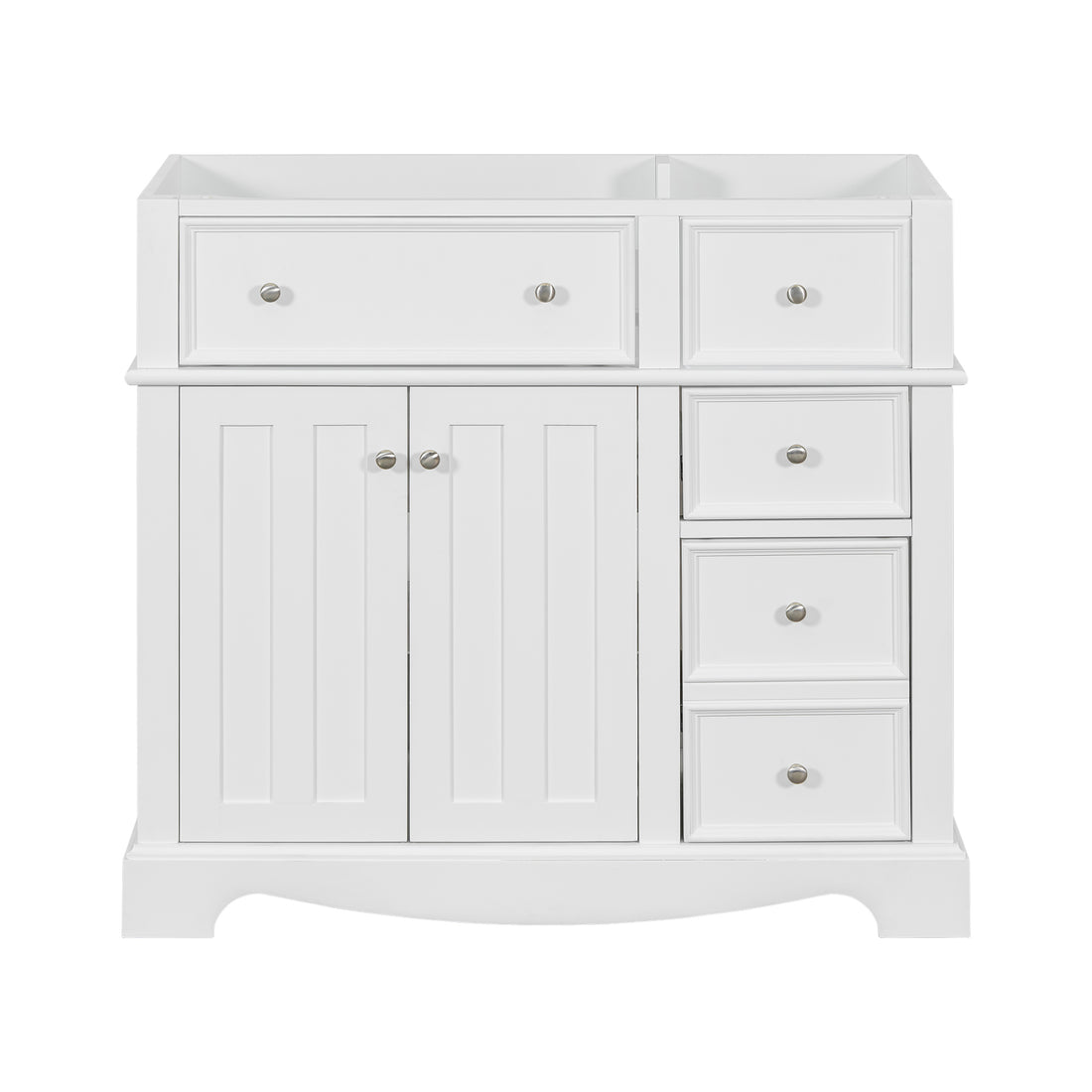 36'' Bathroom Vanity Without Basin Sink, Solid Wood Frame Bathroom Storage Cabinet, Freestanding Vanity With 3 Drawers& Adjustable Shelf Not Include Basin Sink White Bathroom Modern Solid Wood Mdf