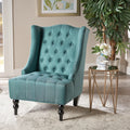 Upholstered Wingback Chair Teal Fabric