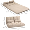 Homcom Convertible Floor Sofa Chair, Folding Couch Bed, Guest Chaise Lounge With 2 Pillows, Adjustable Backrest And Headrest, 40.25
