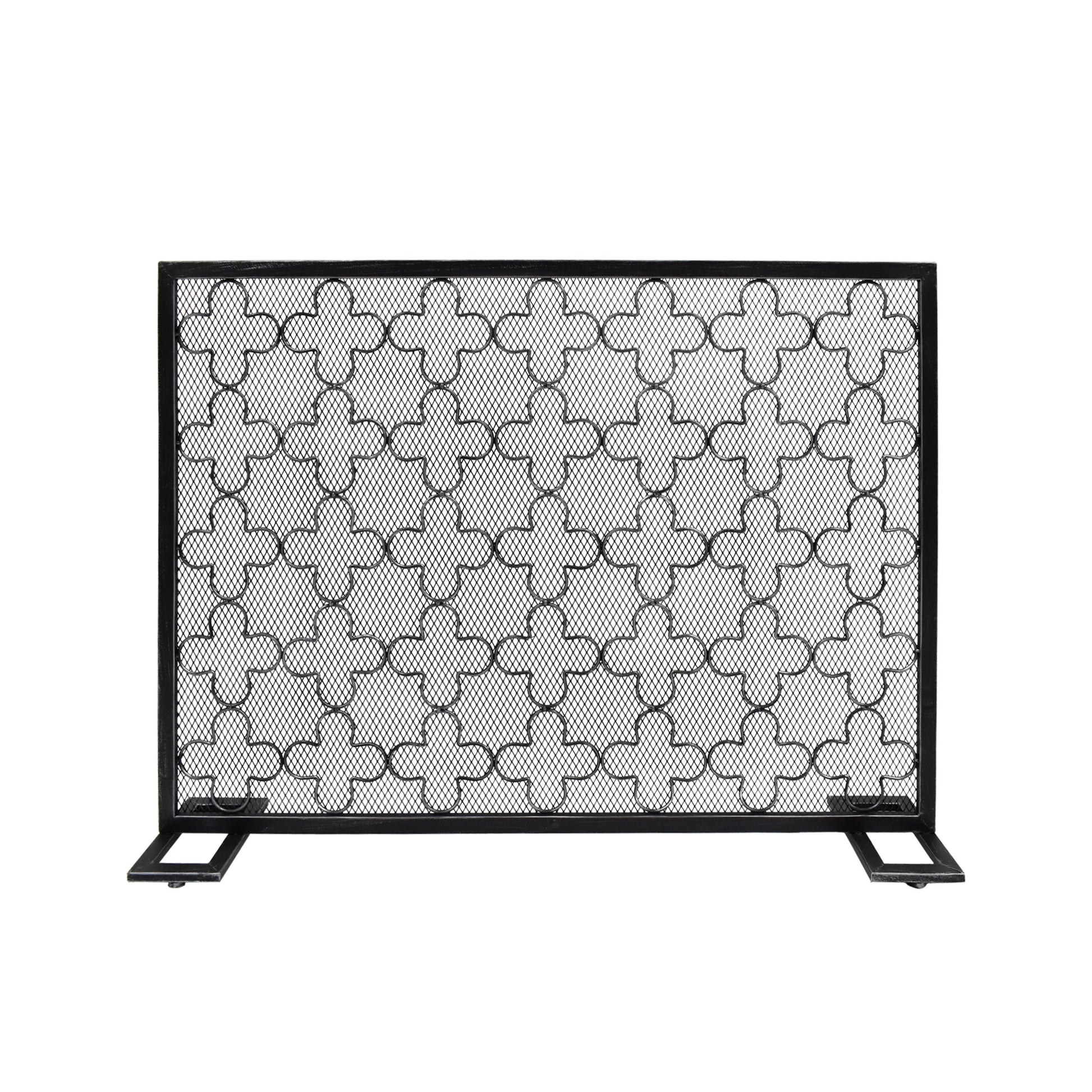 Fire Screen Black Silver Iron