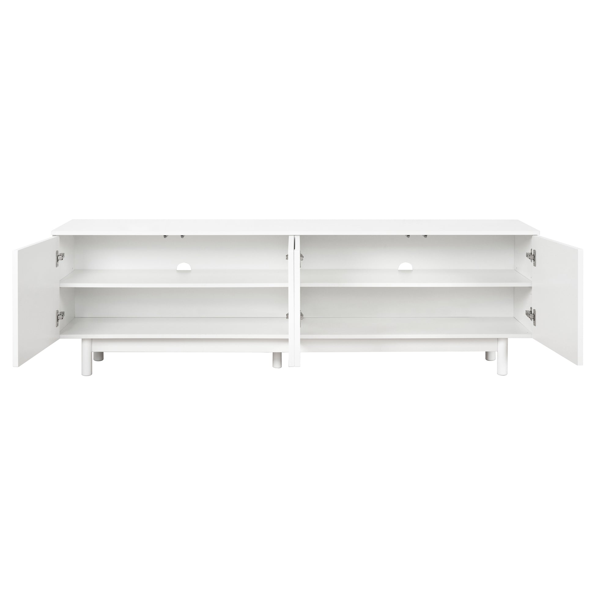 Graceful Tv Stand With Arch Cabinets For Tvs Up To 78'', Minimalist Entertainment Center With Solid Wood Legs, Practical Media Console With Adjustable Shelves For Living Room, White White Primary