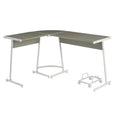 Grey And White L Shape Computer Desk Grey White Writting Desk Office Modern Rectangular Wood Metal Sled