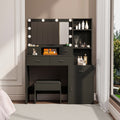 The Black Vanity With A Mirror Is Equipped With A Hair Dryer Rack, And The Dressing Tables In The Bedroom And Dressing Room Are Equipped With Dressing Mats Black 5 Drawers & Above Bedroom American