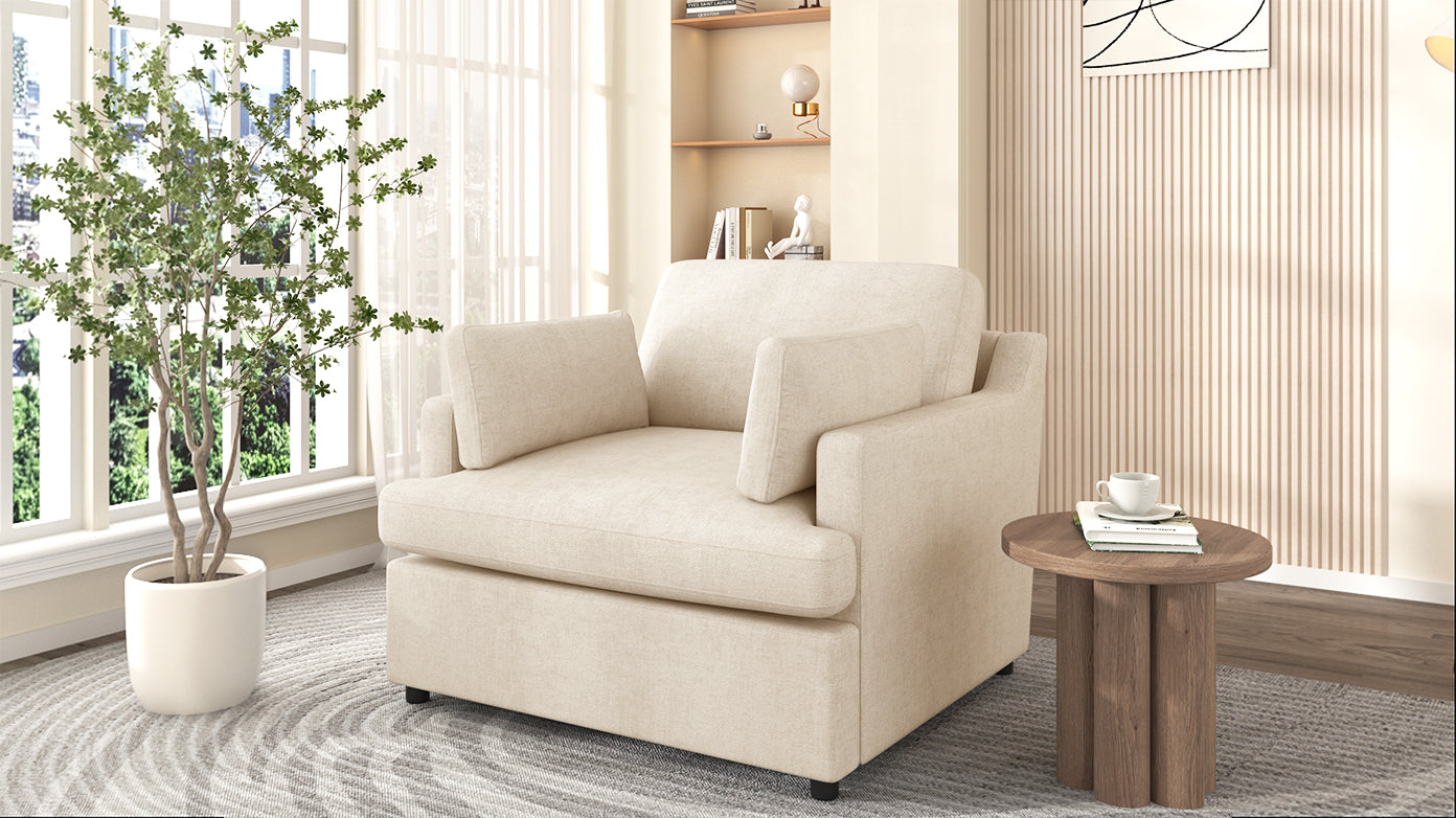 Mirod Oversized Accent Chair Comfortable Armrest Cushions, Versatile Neutral Style, Elegant Design, Durable Frame Beige Polyester