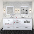 White Double Bath Vanity 80 In. W X 22 In. D, Carrara Marble Top, And Faucet Set White Plywood Wood