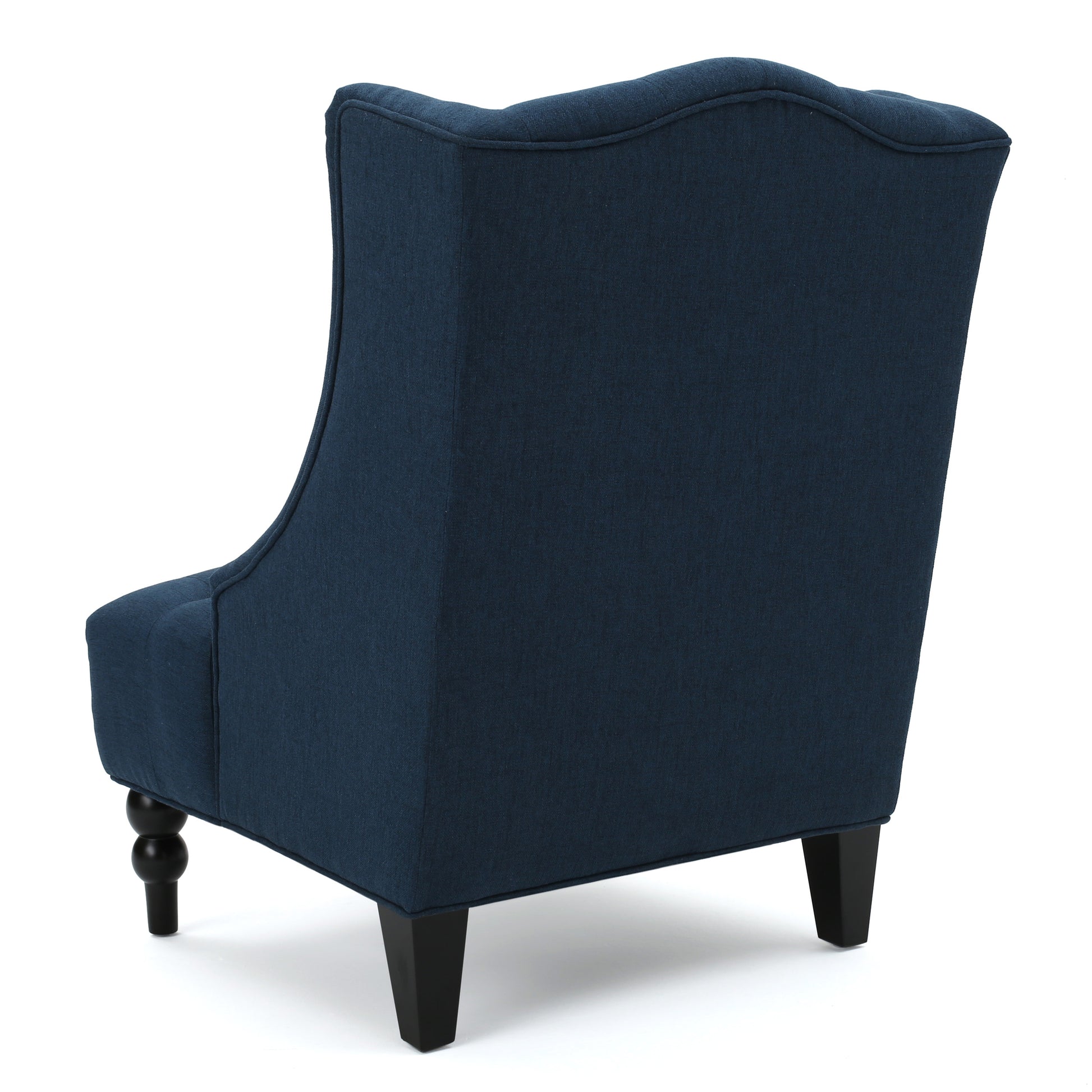 Upholstered Wingback Chair Navy Blue Linen