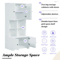 Tall And Wide Bathroom Floor Storage Cabinet, Bathroom Storage Unit, Freestanding Cabinet With 4 Doors, Adjustable Shelves, Open Multi Layer Shelves, White White Mdf