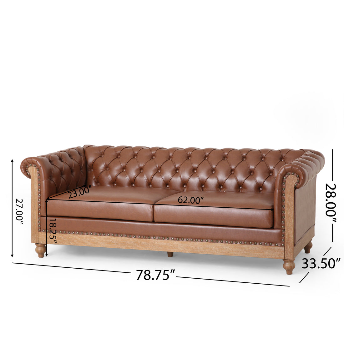 3 Seater Sofa Light Brown Pu 3 Seat