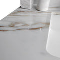 37 Inch Marble Vanity Top, Bathroom Vanity Top With Undermount Rectangular Middle Sink And 4