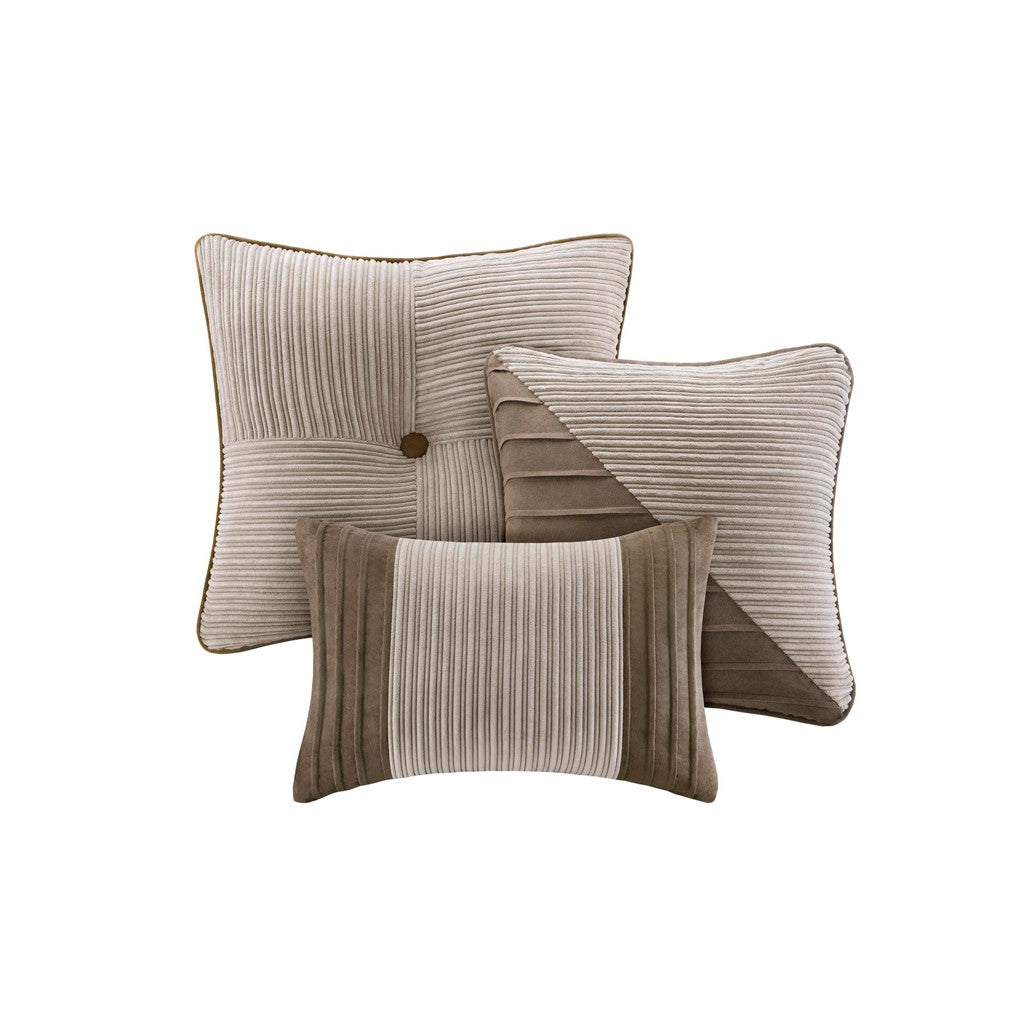 7 Piece Micro Corduroy Comforter Set Taupe Cal King California King Taupe Polyester