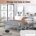 Queen Bed Frames With Headboard, Solid Wooden Platform Bed With Corner, Modern Low Profile Bed Frame, No Box Spring Needed, Grey Queen Grey Wood