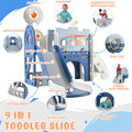 9 1 Toddler Slide Set,Kids Slide For Toddlers Ages 1 , Basketball Hoop, Tunnel And Storage Space, Pirate Themed Slide Indoor& Outdoor Blue 100 149 Lbs Cute 1 To 2 Years Hdpe Indoor & Outdoor Use