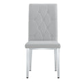 2 Piece Dining Chair, Modern Style Kitchen Upholstered High Back, Metal Leg Office Chair, Suitable For Dining Room, Office, Restaurant. Light Gray Pu