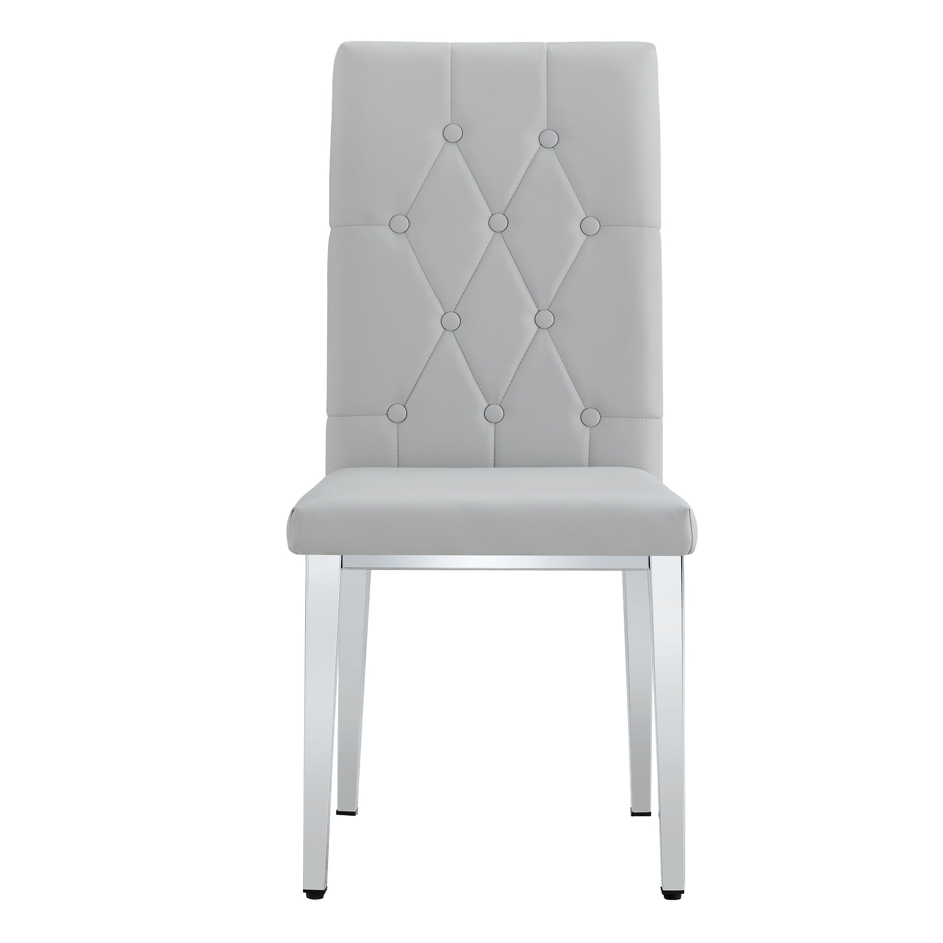 2 Piece Dining Chair, Modern Style Kitchen Upholstered High Back, Metal Leg Office Chair, Suitable For Dining Room, Office, Restaurant. Light Gray Pu