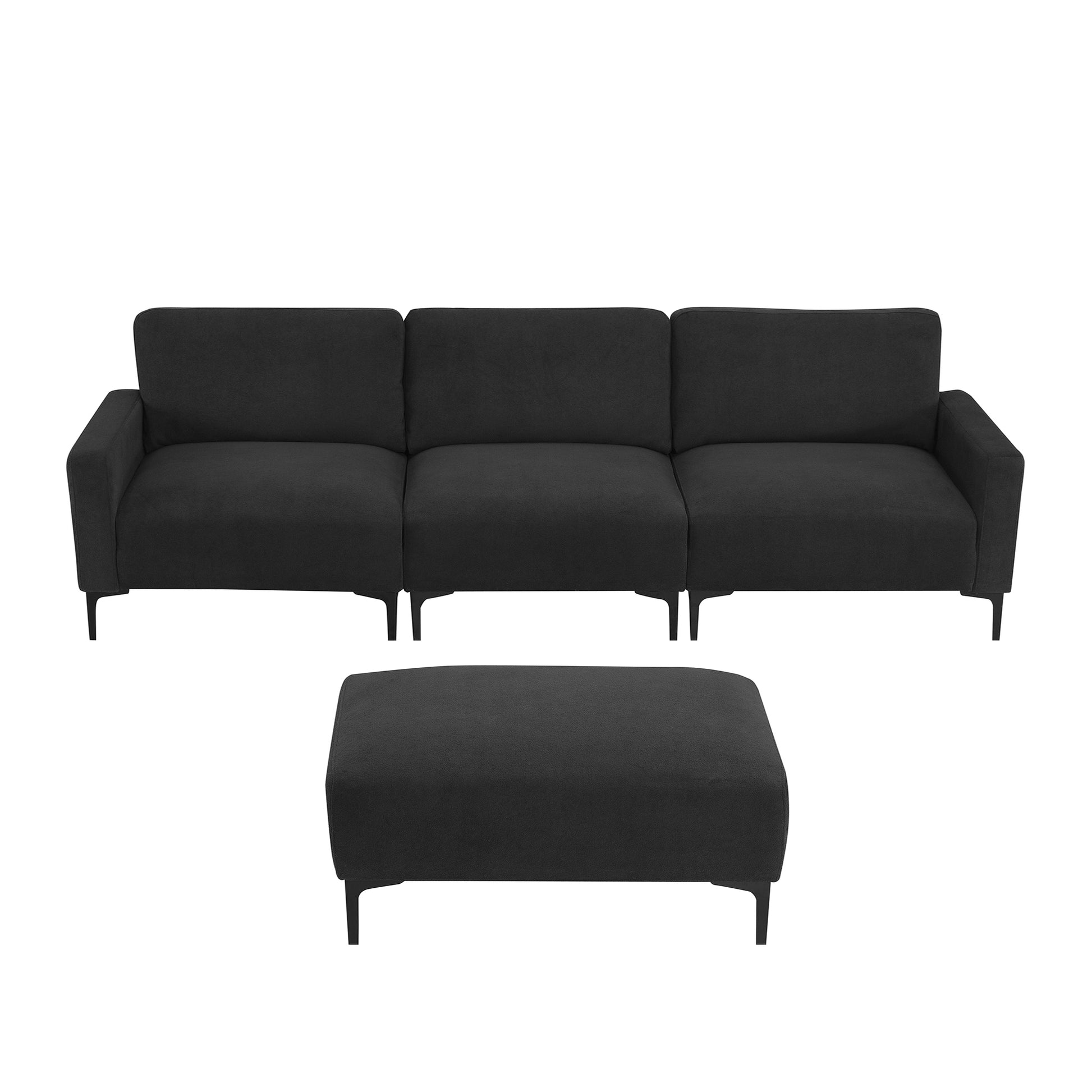 103.5*59" Modern L Shaped Sectional Sofa, 4 Seat Velvet Fabric Couch Set With Convertible Ottoman,Freely Combinable Sofa For Living Room, Apartment, Office,Apartment,2 Colors Black Velvet 4 Seat