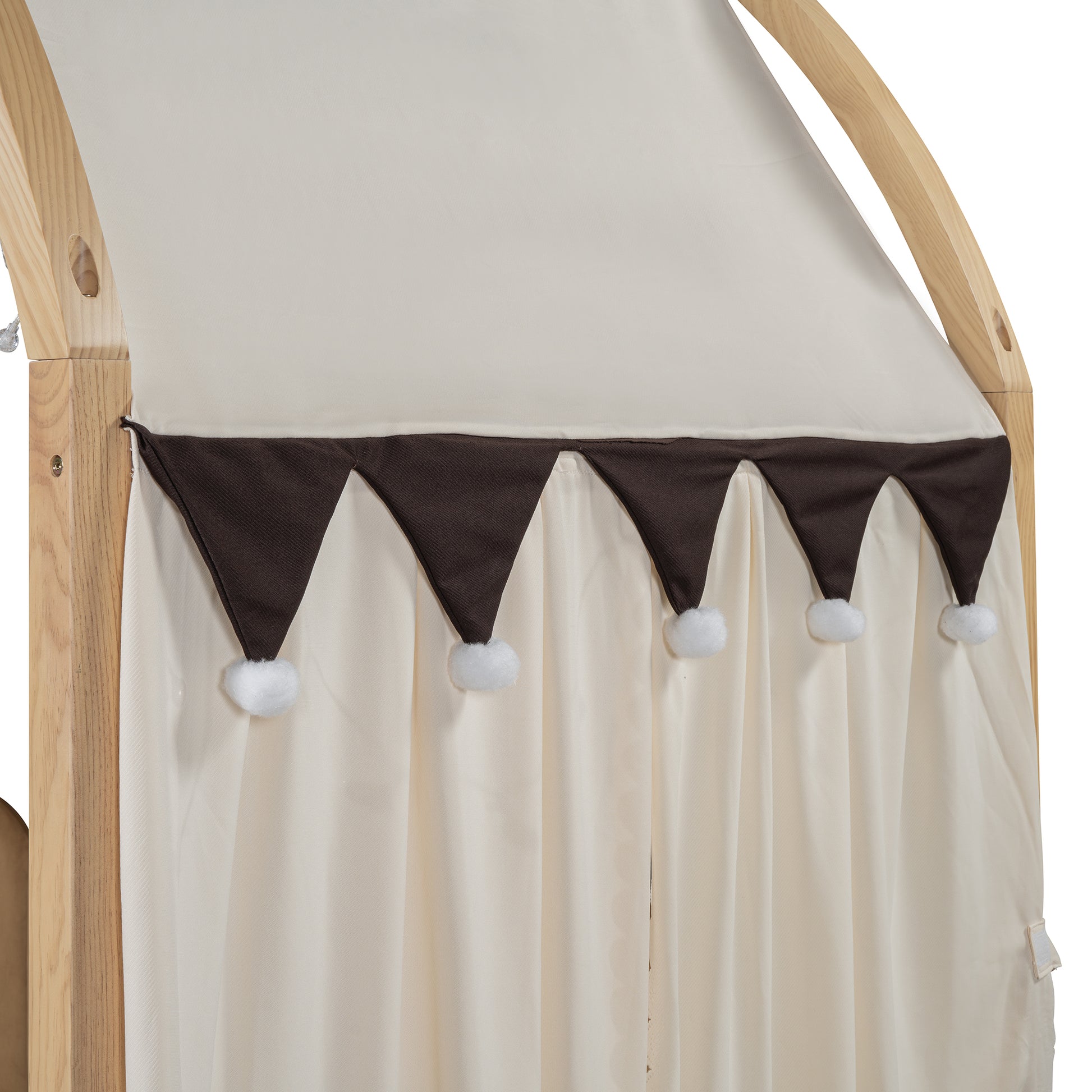 Twin Size Extended Bed With Arched Roof And Trundle, Natural Twin Natural Plywood