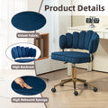 Coolmore Velvet Home Office Desk Chair, Modern Cute Computer Chair, Wheels Swivel Height Adjustable Swivel Task Chair For Home Office Navy Velvet Navy Primary Living Space Foam Velvet