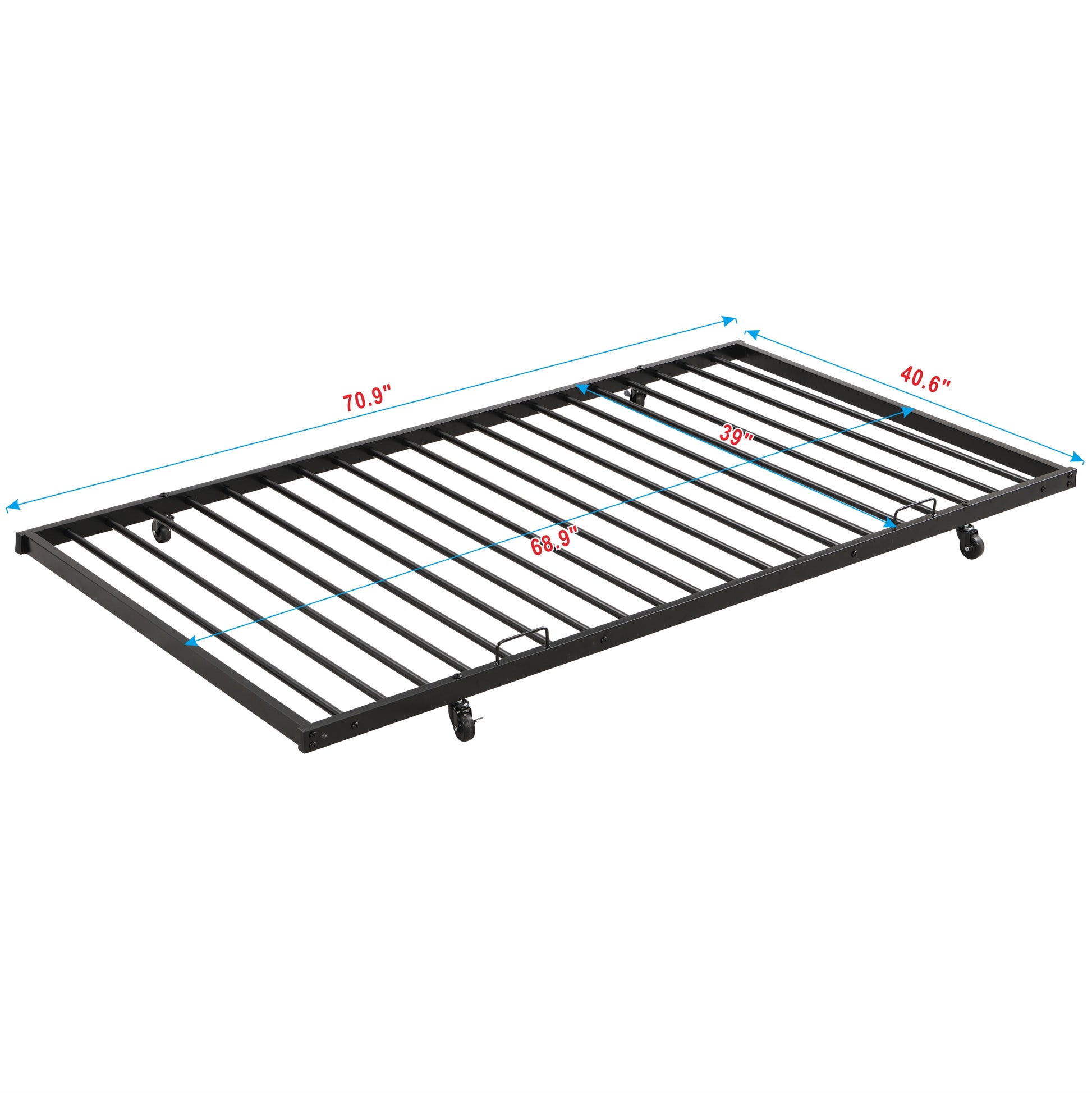Full Over Full With Trundle Metal Bunk Bedno Box Spring Needed, Easy Assemble Black Metal