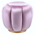 Bubblegum Pink Melody Round Ottoman Pink Velvet Wood Primary Living Space Backless Solid Pink Round Armless Fabric Metal