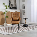 Pu Leather Accent Chair, Upholstered High Backrest Arm Chair With Solid Metal Legs, Tufted Button Design Reading Chair, Sofa Chair For Bedroom, Living Room, Office, Brown Brown Bedroom Casual Foam Pu Leather