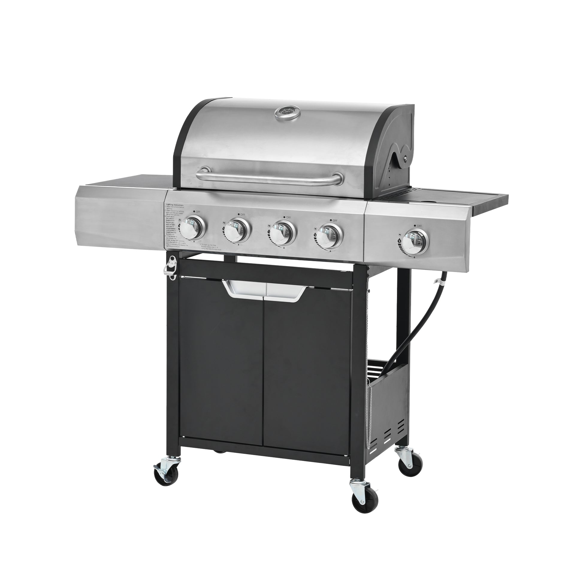 Propane Grill 4 Burner Barbecue Grill Stainless Steel Gas Grill With Side Burner And Cover For Outdoor Bbq, Camping Silver Garden & Outdoor Stainless Steel