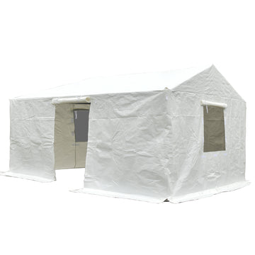 12'X20' Gazebo Cover For Hardtop Gazebos, Outdoor Universal Winter Gazebo Cover With Sidewalls And Mesh Windows, All Season Waterproof Enclosed Gazebo Cover, White White Polypropylene