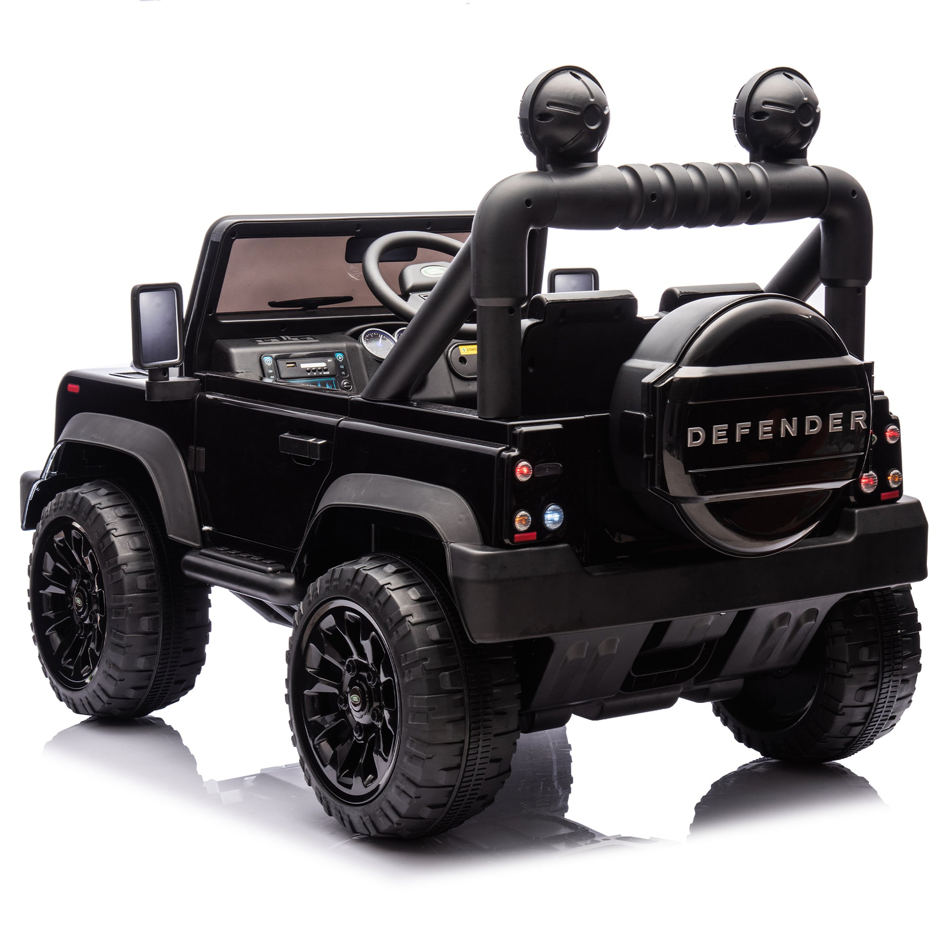 Licensed 2015 Land Rover Defender 90,24V Kids Ride On Xxl Car W Parents Control,2Wd,Four Wheel Suspension,Bluetooth,Mp3,Music,Power Display,Led Lights,Speeds 1.86 3.11Mph For Kids 3 7. Black Polypropylene