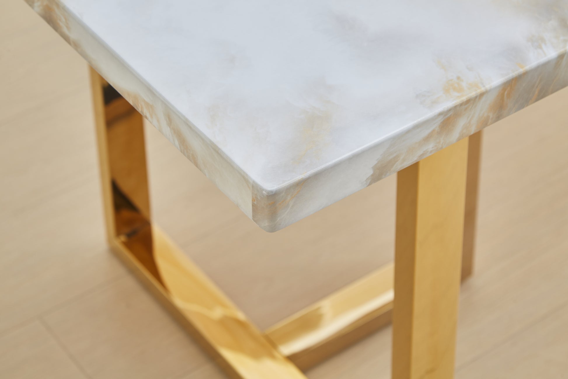 Luxurious Faux Marble Mdf Dinning Table For 6 Or 8, Rectangular 70.9"L*35.4"W*29.8"H, Thick And Solid Stainless Steel Legs, Durable Sturdy, Easy To Assemble, For Kitchen Living Room Office, White White Gold Ergonomic Kitchen
