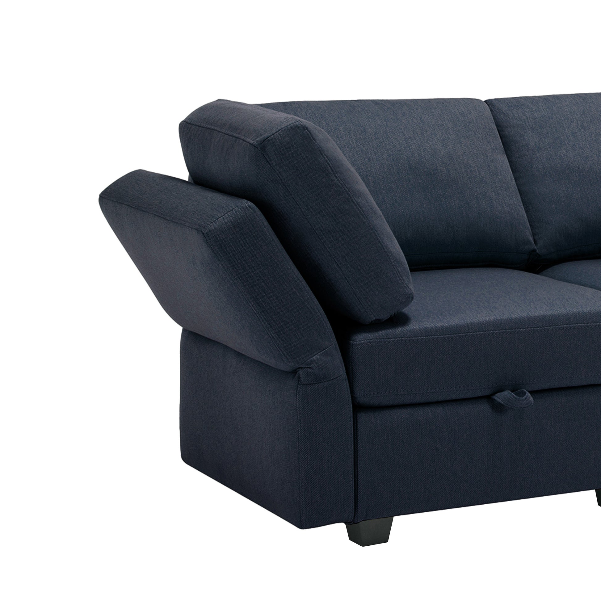 Adjustable Arms And Backs Modern U Shape Linen Couch Modular Sectional Sofa Couch With Storage Seat, Large Convertible Sofa With Reversible Chaise For Living Room Apartment Office, Blue Blue Polyester 4 Seat