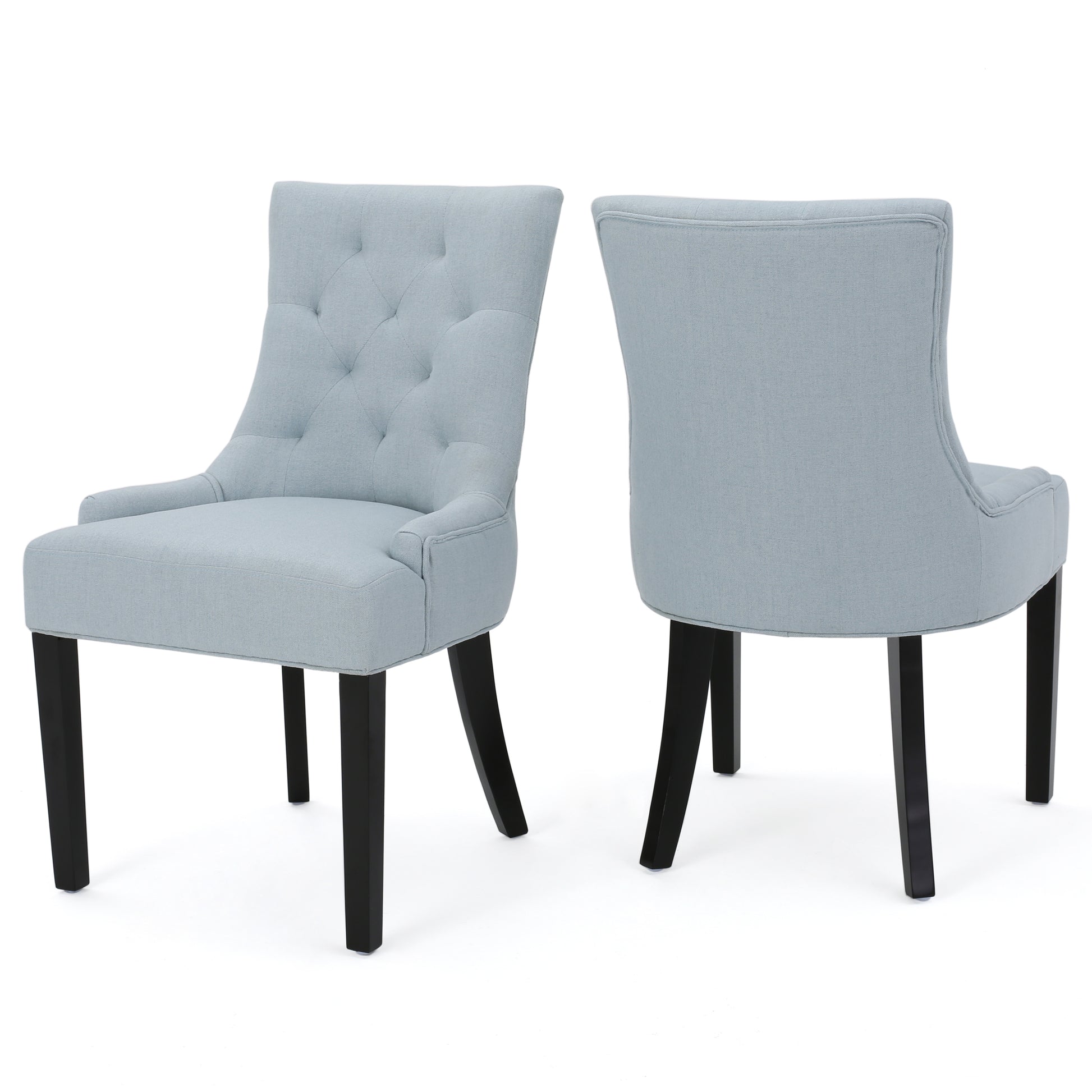 Cheney Dining Chair Kd Light Blue Wood Fabric