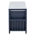 Retro Multifunctional Storage Bench With Cushion And Curved Side Panel For Entrance And Living Room Antique Navy Antique Navy Mdf