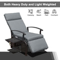 Adjustable Patio Recliner Chair Metal Outdoor Lounge Chair With Flip Table Push Back, Adjustable Angle, 6.8'' Removable Cushions, Support 350Lbs,Gray Yes Gray Garden & Outdoor Metal