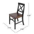 Roshan Farmhouse Acacia Wood Dining Chairs, Black Walnut Set Of 2 Black Acacia Wood