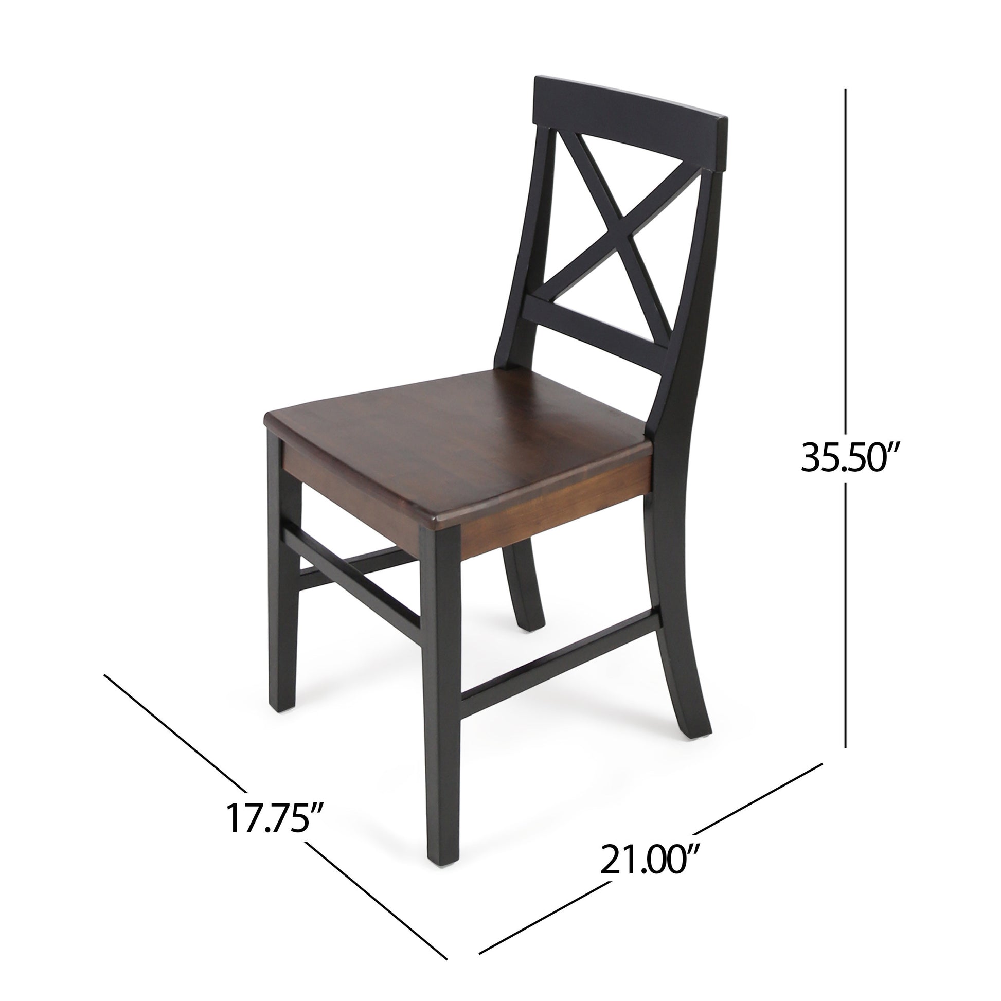 Roshan Farmhouse Acacia Wood Dining Chairs, Black Walnut Set Of 2 Black Acacia Wood