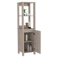 St. Clair Linen Cabinet, Two Interior Shelves, Two Open Shelves, Single Door Grey 4 Bathroom Freestanding Modern Particle Board Engineered Wood