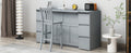 Twin Size Murphy Bed With Drawers, Cabinets And Usb Ports,Gray Twin Gray Mdf Lvl