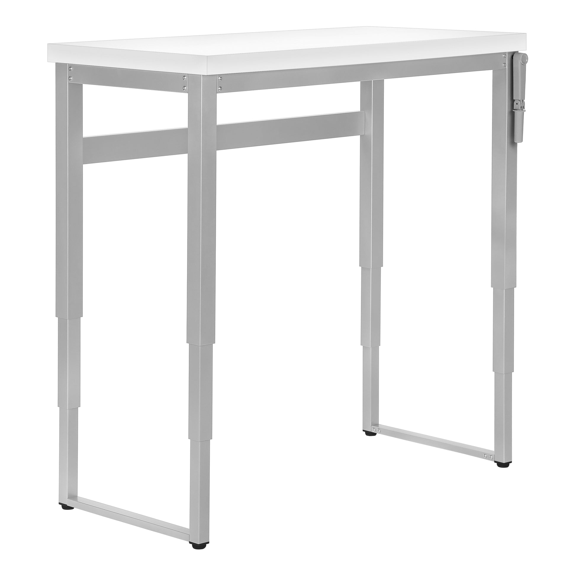 Computer Desk, Home Office, Standing, Adjustable, 48"L, Work, Laptop, White Laminate, Grey Metal, Contemporary, Modern White Particle Board