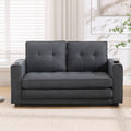 3 In 1 Upholstered Futon Sofa Convertible Sofa Bed,Foldable Tufted Loveseat With Pull Out Sleeper Couch Bed,Folding Mattres Beautiful Seat Daybed W Side Pockets And Cup Holder, Dark Gray Dark Gray Foam Fabric