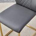 Table And Chair Set.Modern Rectangular Dining Table With Transparent Tempered Glass Tabletop And Gold Plated Metal Legs.Paried With 6 Comfortable Chairs With Pu Seats And Golden Metal Legs. Grey Gold,Transparent Seats 6 Glass Metal
